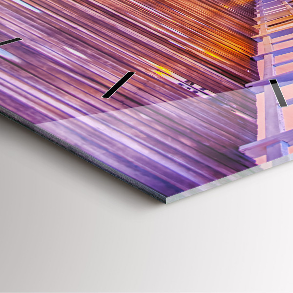 Reloj de pared cuadrado Puente en el puerto al atardecer