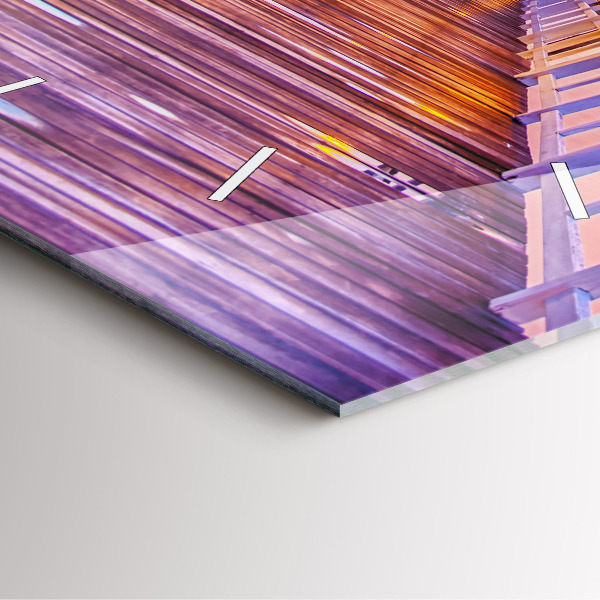 Reloj de pared cuadrado Puente en el puerto al atardecer