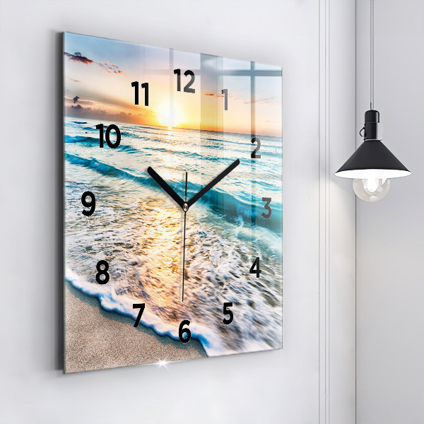 Reloj de pared cuadrado Playa, mar y arena