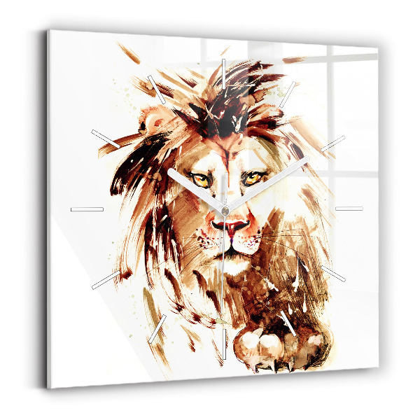 Reloj cuadrado Ilustración de un león marrón