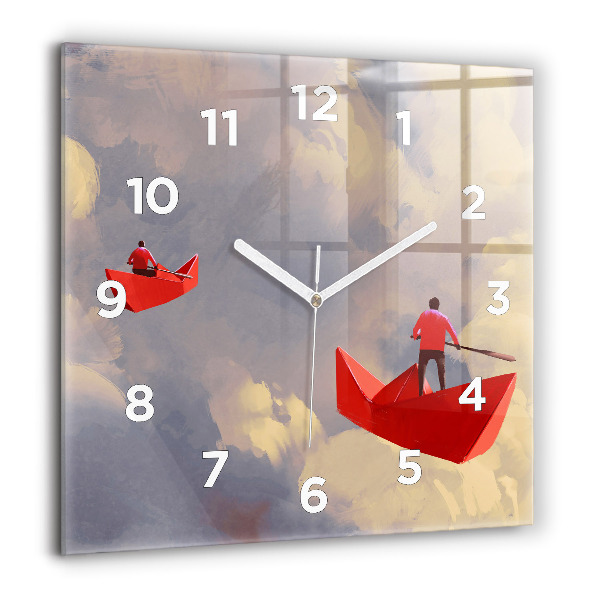 Reloj de pared cuadrado Barcos de papel