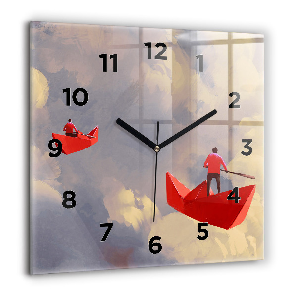 Reloj de pared cuadrado Barcos de papel