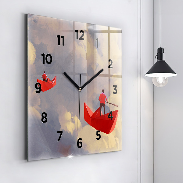 Reloj de pared cuadrado Barcos de papel