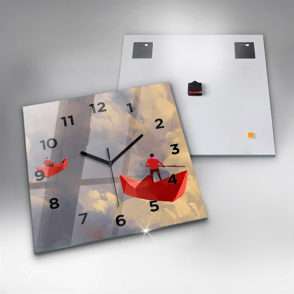 Reloj de pared cuadrado Barcos de papel