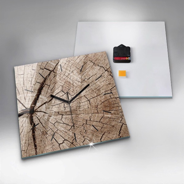Reloj cuadrado Viejo tronco de madera