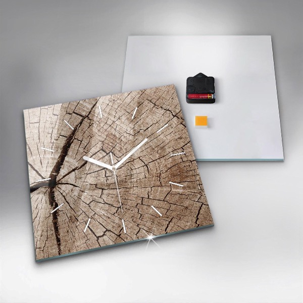 Reloj cuadrado Viejo tronco de madera