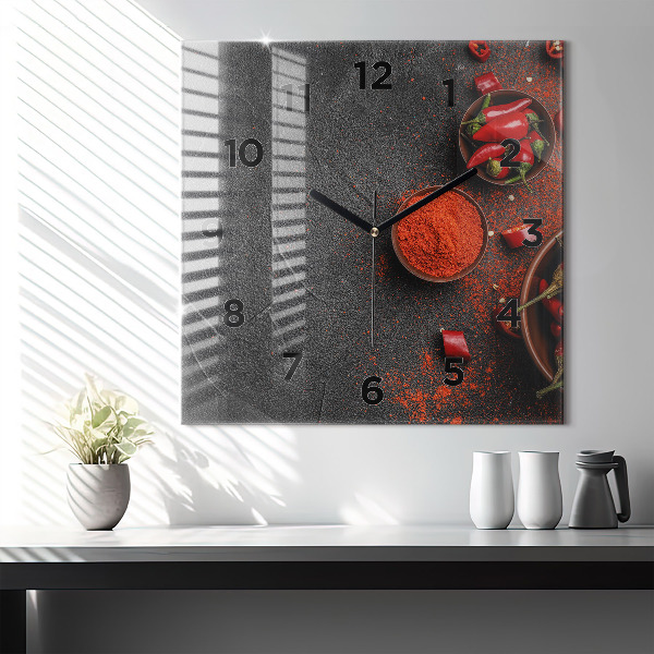 Reloj de pared cuadrado Pimientos rojos