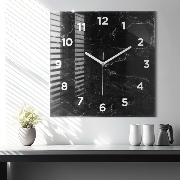 Reloj de pared cuadrado Mármol negro