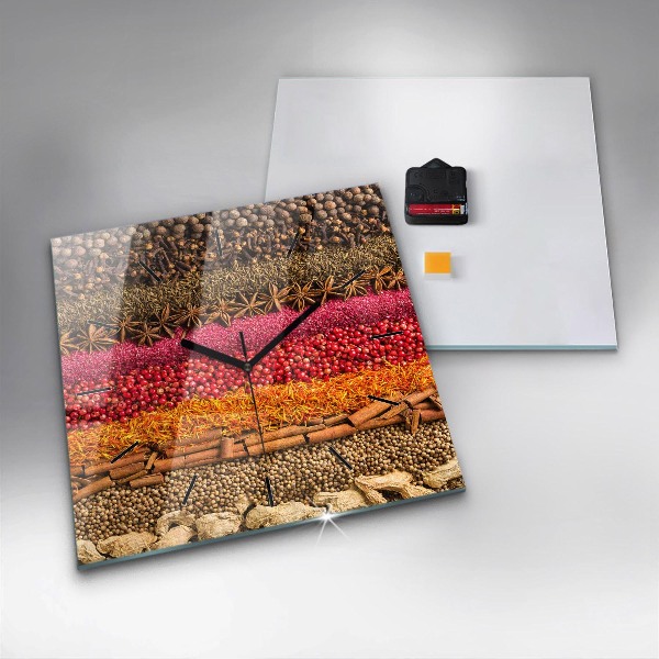 Reloj cuadrado Filas de especias