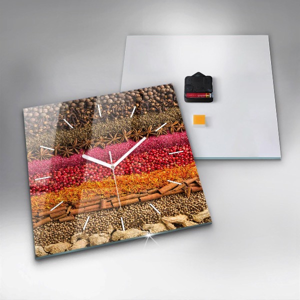 Reloj cuadrado Filas de especias