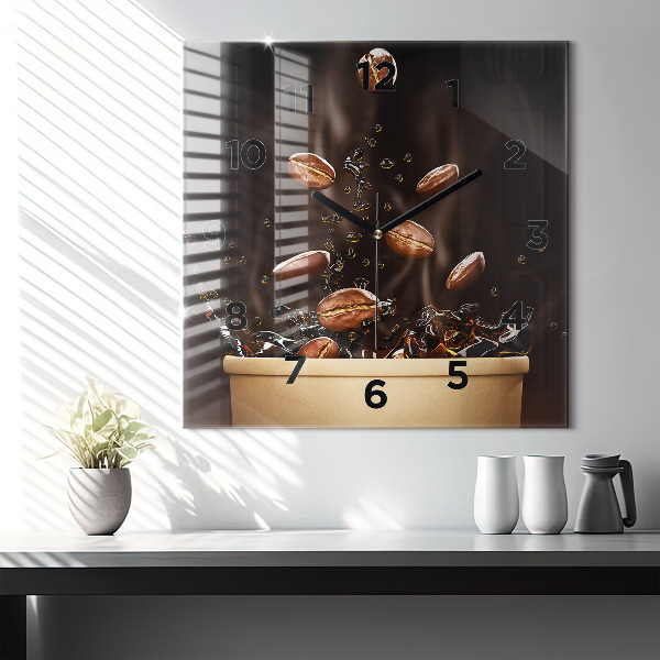 Reloj cuadrado Café caliente