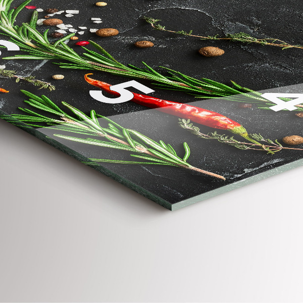 Reloj cuadrado Especias sobre la mesa