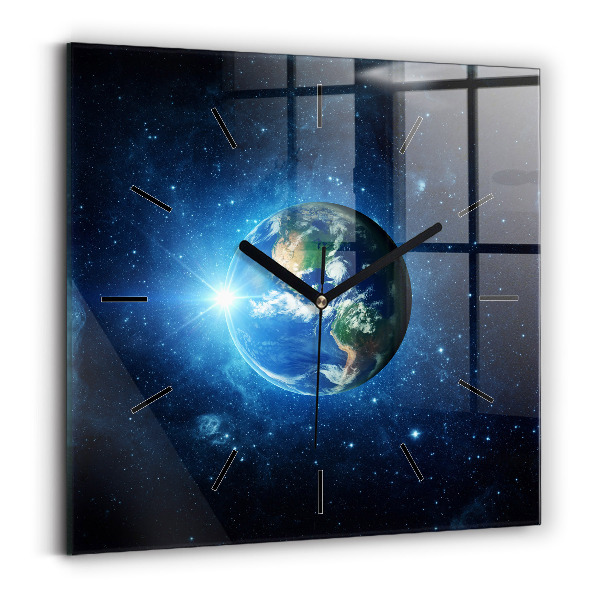 Reloj de pared cuadrado La Tierra y la galaxia - NASA