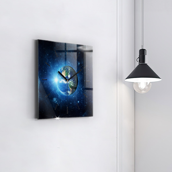 Reloj de pared cuadrado La Tierra y la galaxia - NASA