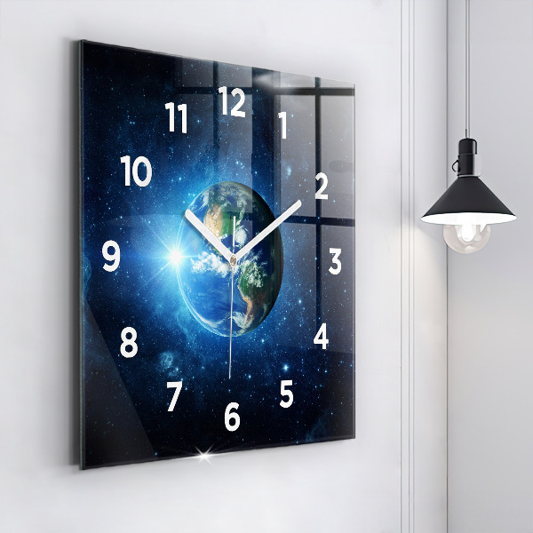 Reloj de pared cuadrado La Tierra y la galaxia - NASA