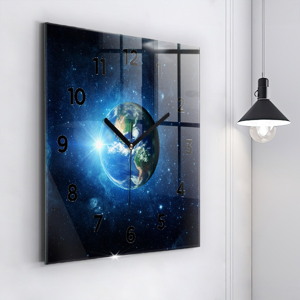 Reloj de pared cuadrado La Tierra y la galaxia - NASA