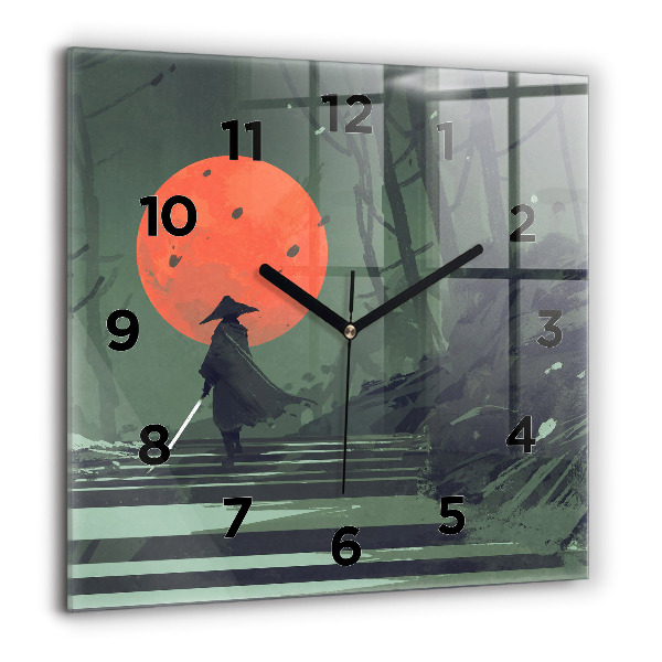 Reloj de pared cuadrado Samurai en el bosque