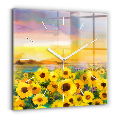 Reloj cuadrado Campo de girasoles