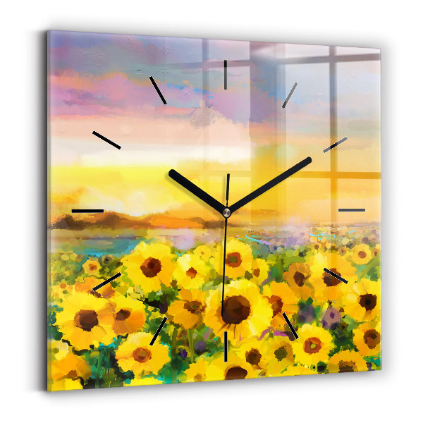 Reloj cuadrado Campo de girasoles