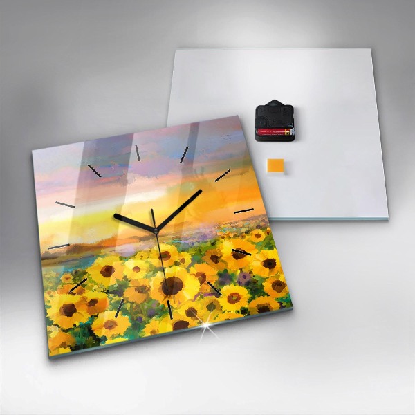 Reloj cuadrado Campo de girasoles