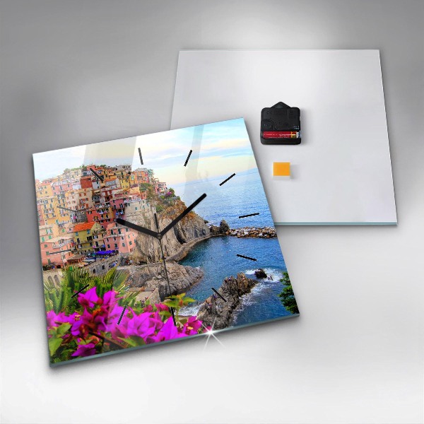 Reloj de pared cuadrado Costa de Cinque Terre