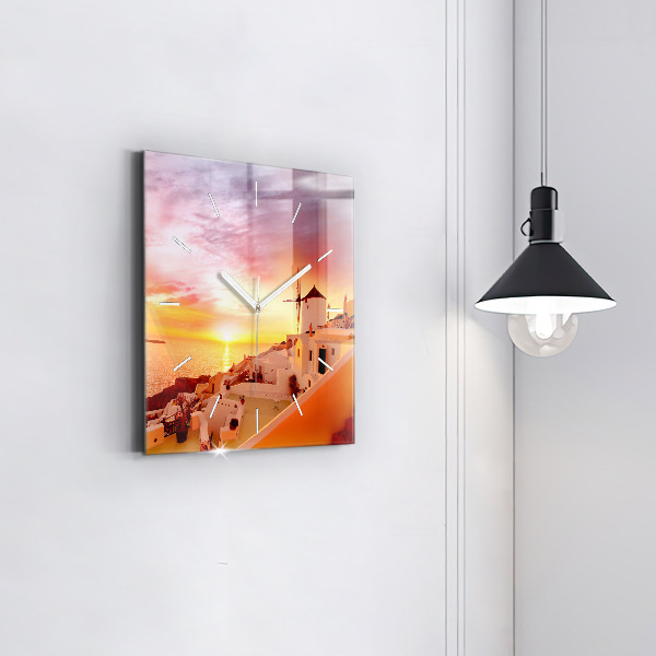 Reloj cuadrado Antiguo molino de viento en Santorini