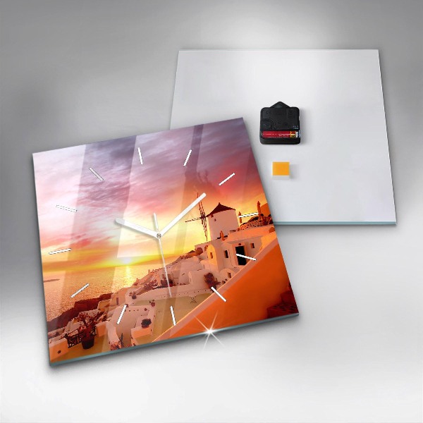 Reloj cuadrado Antiguo molino de viento en Santorini