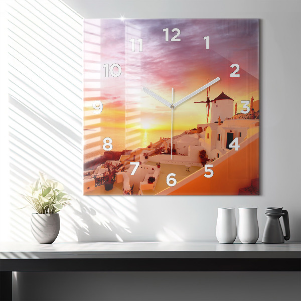 Reloj cuadrado Antiguo molino de viento en Santorini