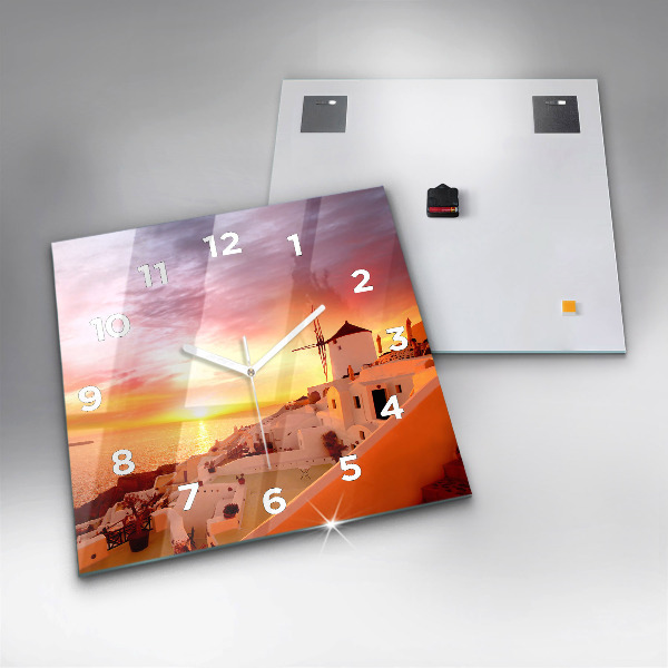 Reloj cuadrado Antiguo molino de viento en Santorini