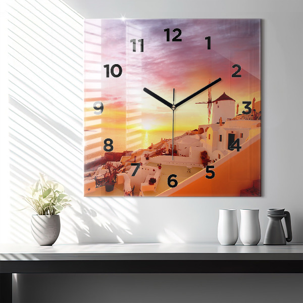 Reloj cuadrado Antiguo molino de viento en Santorini