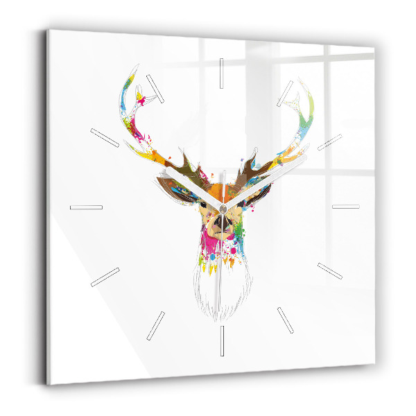 Reloj cuadrado Cabeza de ciervo coloreada