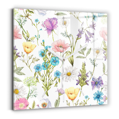 Reloj de pared cuadrado Composición de flores