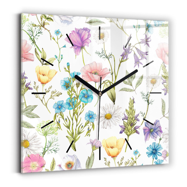 Reloj de pared cuadrado Composición de flores