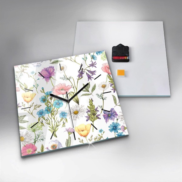 Reloj de pared cuadrado Composición de flores