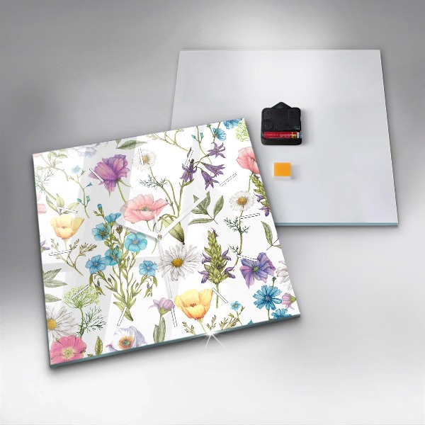 Reloj de pared cuadrado Composición de flores