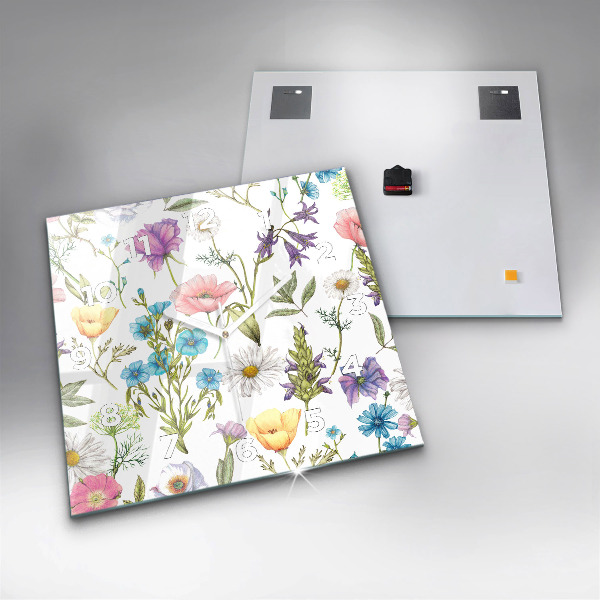 Reloj de pared cuadrado Composición de flores