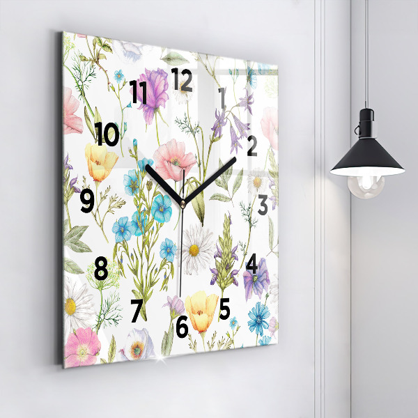 Reloj de pared cuadrado Composición de flores