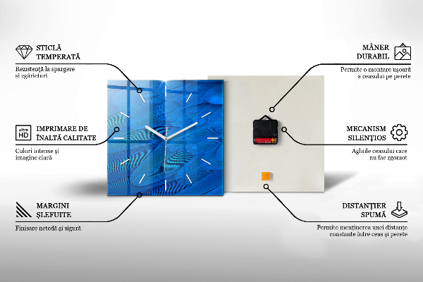 Reloj de pared cuadrado Pintura al óleo yate mar