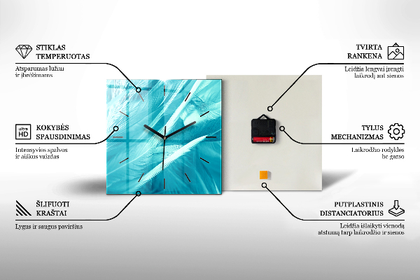 Reloj de pared cuadrado Pintura al óleo yate mar