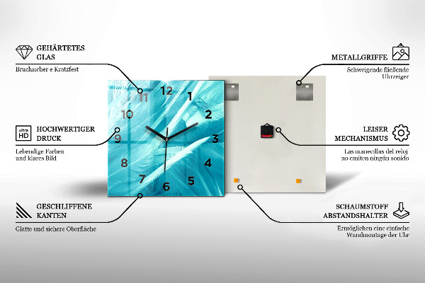 Reloj de pared cuadrado Pintura al óleo yate mar