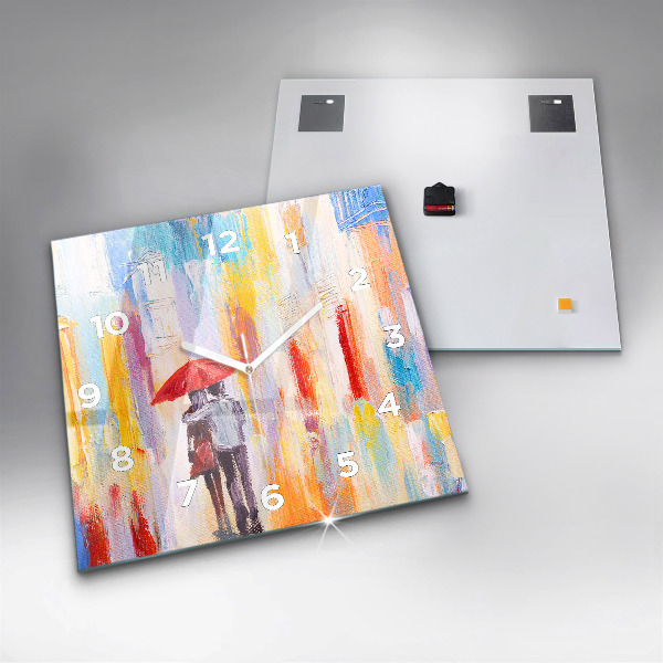 Reloj cuadrado Pareja bajo la lluvia