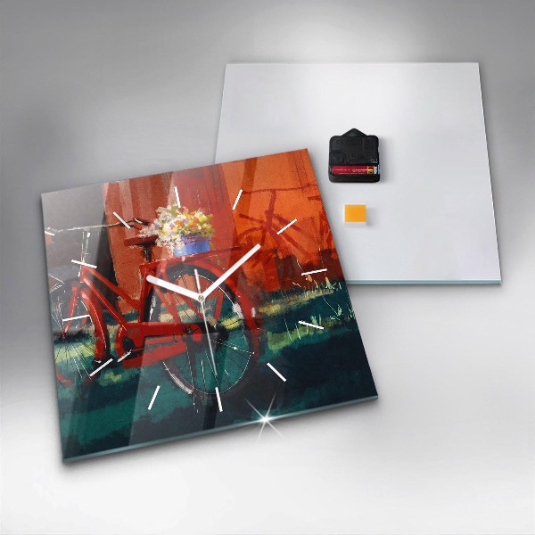 Reloj de pared cuadrado Bicicleta pintada