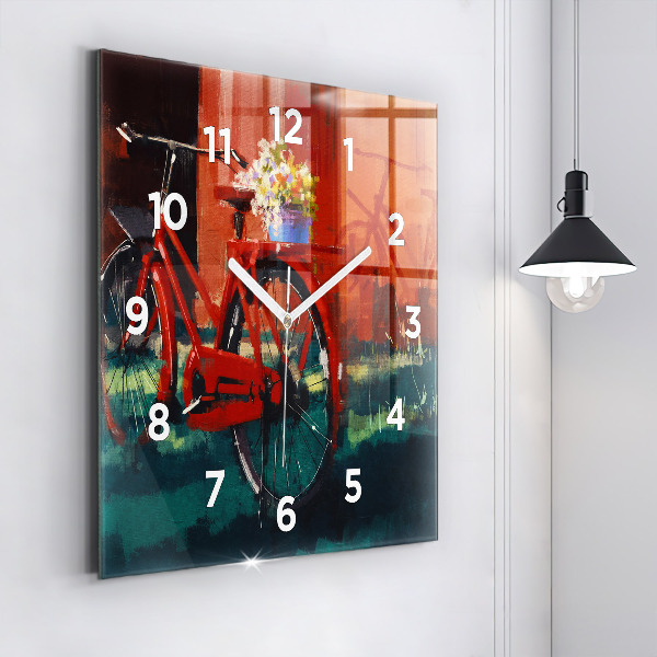 Reloj de pared cuadrado Bicicleta pintada
