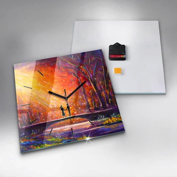 Reloj cuadrado Pareja en el bosque