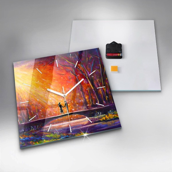 Reloj cuadrado Pareja en el bosque