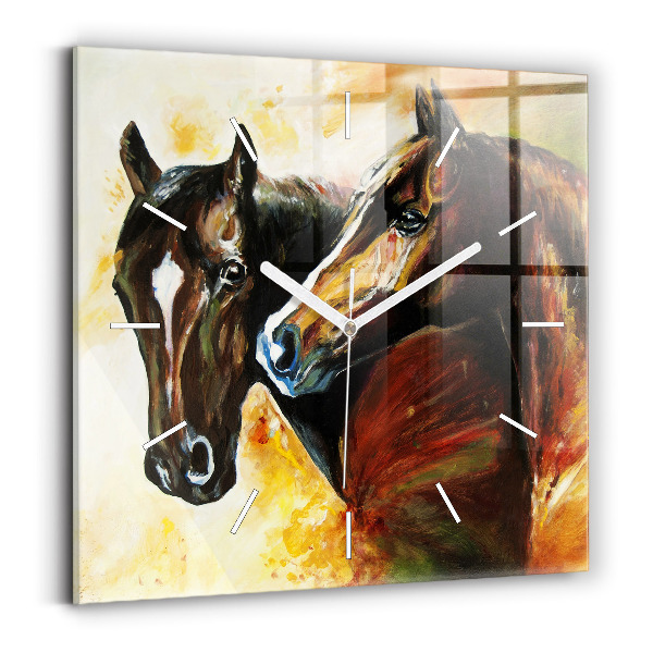 Reloj cuadrado Dos caballos pintados