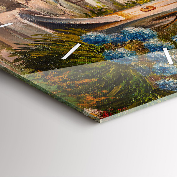 Reloj cuadrado Composición al óleo en un bosque