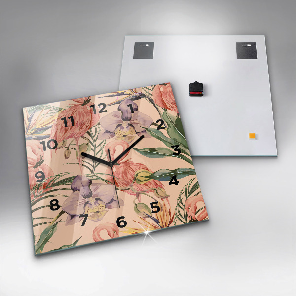 Reloj cuadrado Hojas de palmera tropical