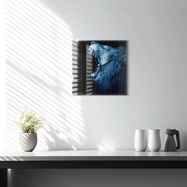 Reloj de pared cuadrado Lenguaje corporal del león salvaje