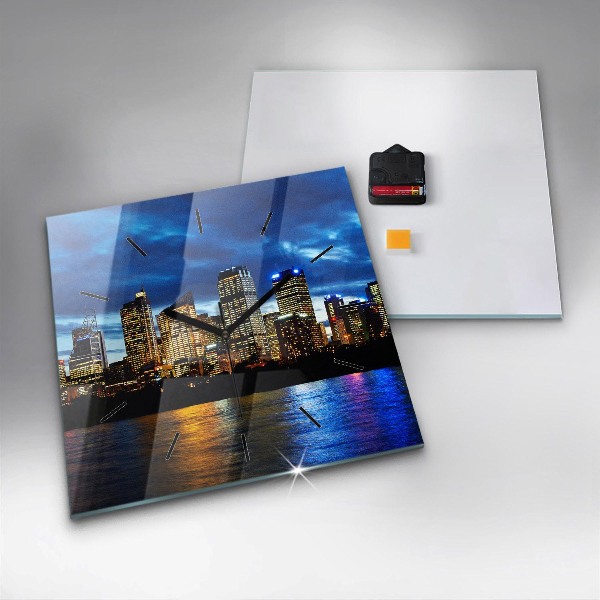 Reloj de pared cuadrado Sydney al atardecer